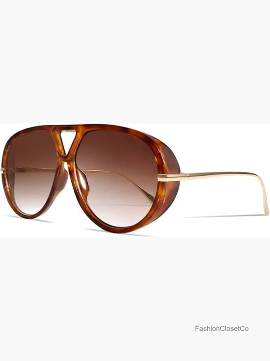 Vintage Oversized Aviator Sunglasses Gold Metal Frame UV Protection main image 4
